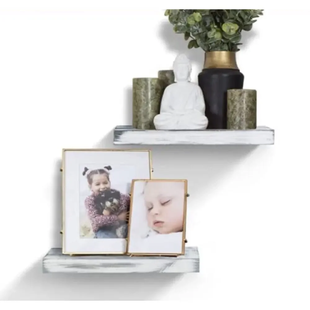 AHDECOR Rustic Wooden Floating Shelves Wall Mounted Shelf Display Ledge Storage